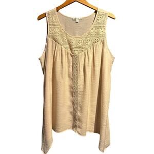 Spense Woman Size 1X Boho Femme Sleeveless Blouse crochet Office Fairy